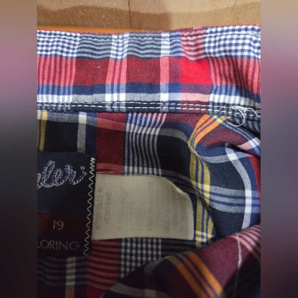 Wrangler Western Plaid Snap Button Shirt Men's XL X-Long Tails Red Blue‎ Yellow - Picture 4 of 12